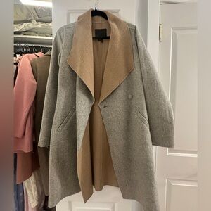 PAIGE Gray and Tan Wool Coat
